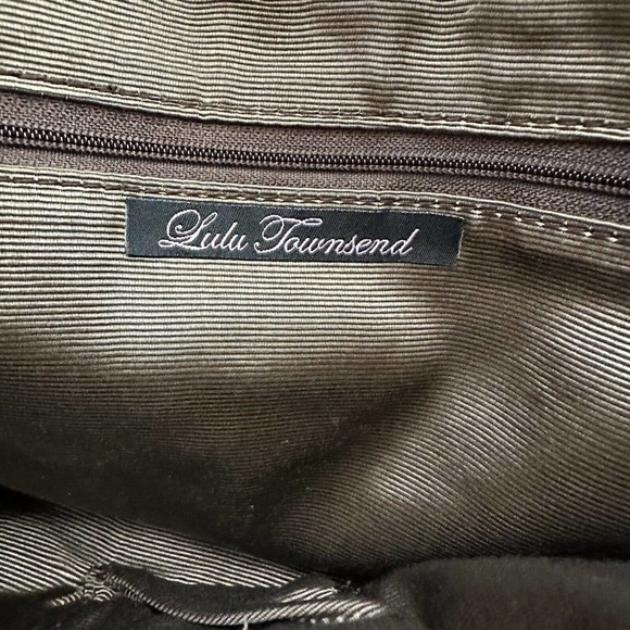 Lulu Townsend Vintage Y2k Shoulder Bag Purse Brown Leather Crochet Beaded Strap - Picture 7 of 7